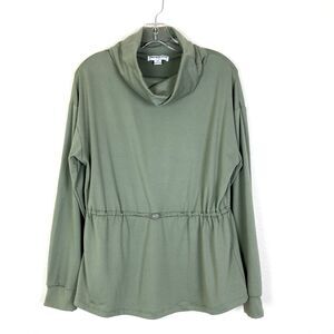 Streetwear Society Pullover Top Women's Size S Green Cowl Turtleneck Adjustable
